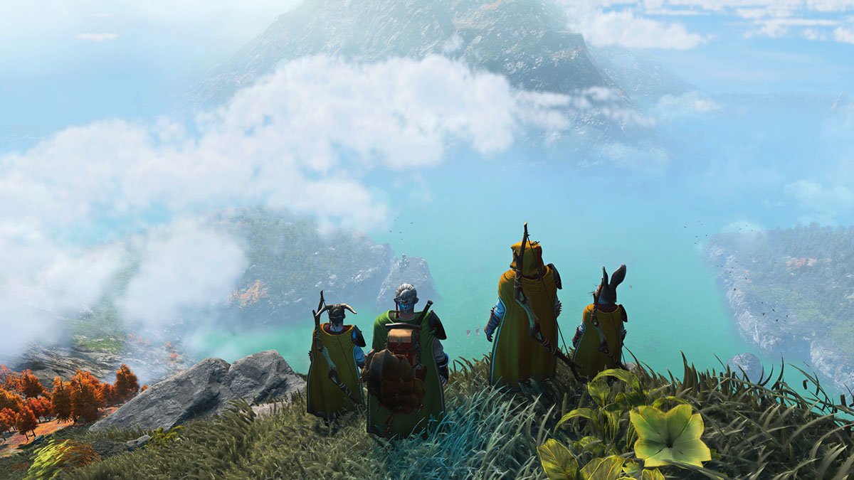 Light no fire screen shot of 4 players overlooking a vast landscape