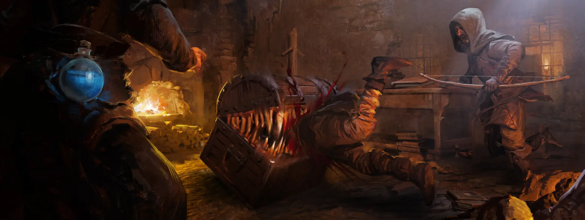 Dark and Darker illustration of a mimic attacking