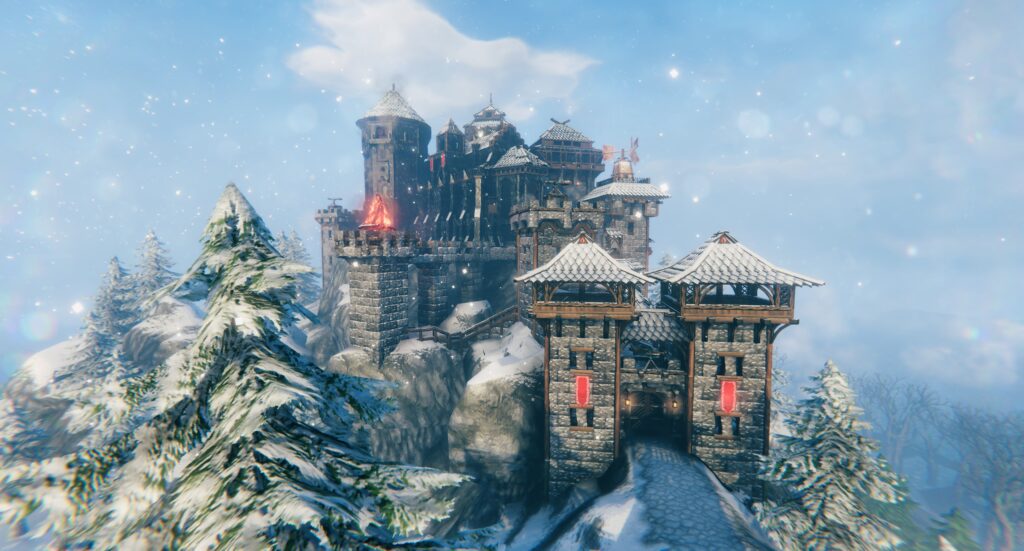 Castle on a wintery mountain