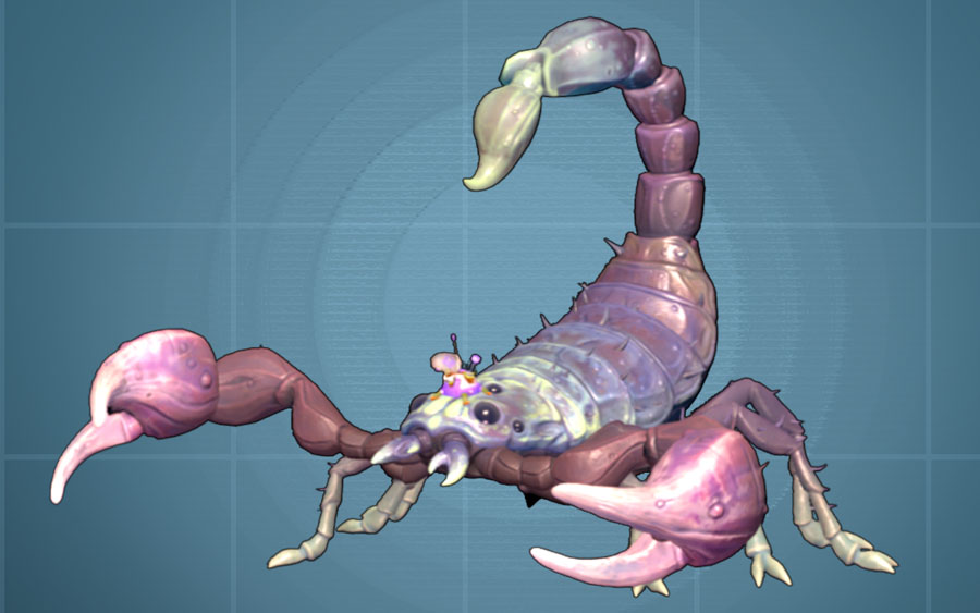 A O.R.C. Scorpion on a blue background
